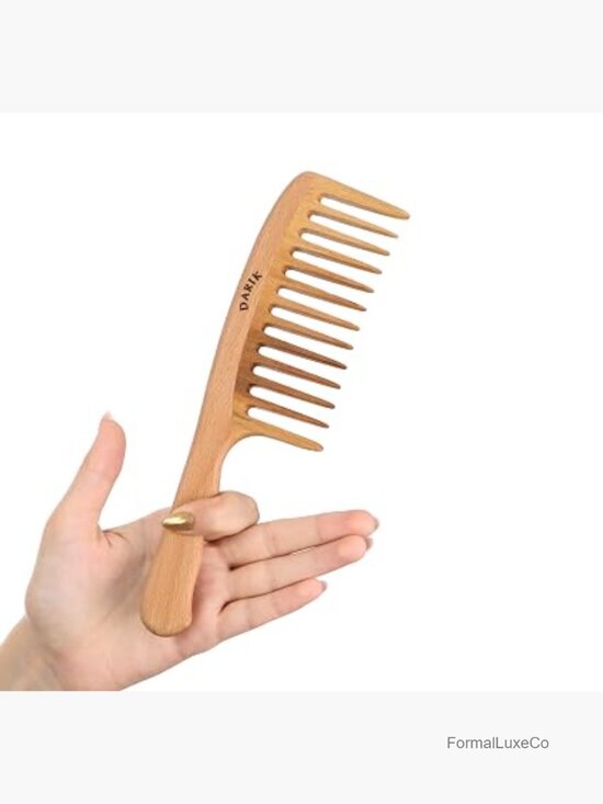 Wide Tooth Wooden Comb Handmade Natural Anti-Static Detangling Hair main image 4